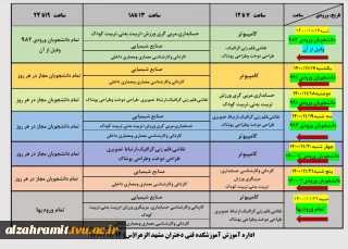 جدول زمانبندی انتخاب واحد نیمسال دوم 1400